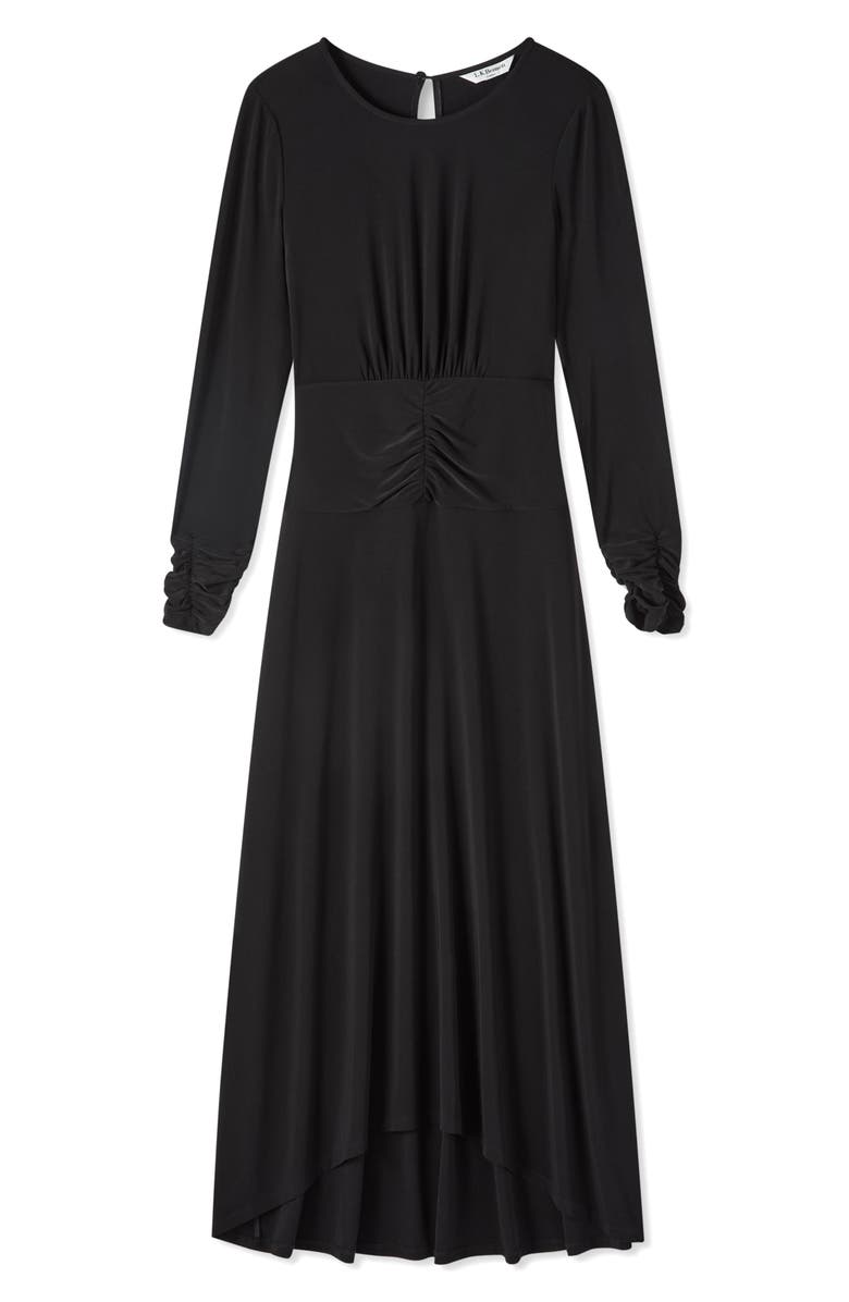 LK Bennett Christie Ruched Long Sleeve Maxi Dress, Alternate, color, Black