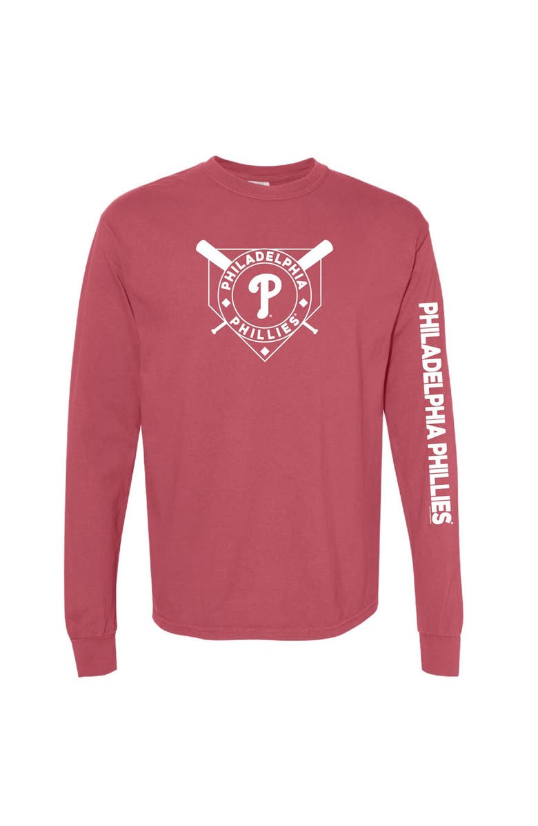 SOFT AS A GRAPE Women's Soft as a Grape Red Philadelphia Phillies Pigment Dye Long Sleeve T-Shirt, Alternate, color, 