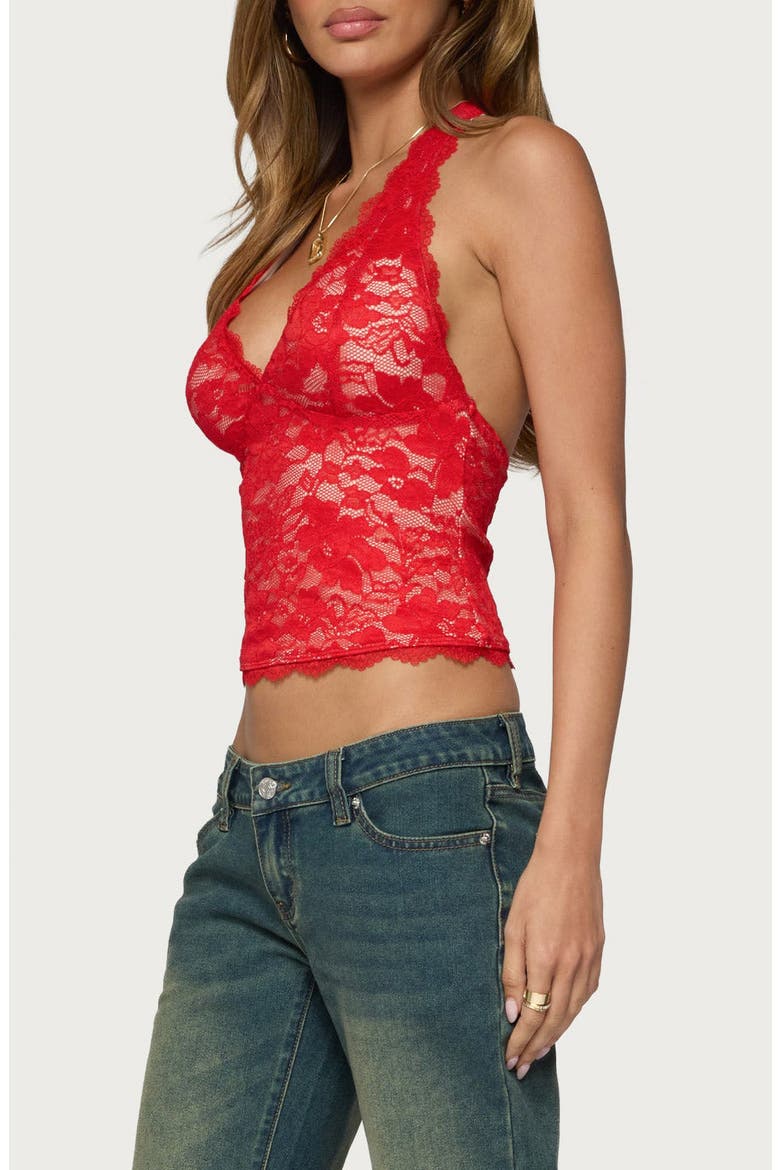 Dessa Lace Halter Top, Alternate, color, RED