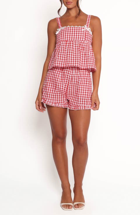 Isidore Gingham Cotton Babydoll Tank & Shorts Set