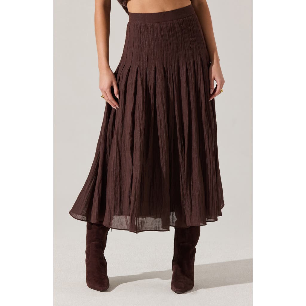 Astr The Label Daivini Metallic Pleated Skirt In Brown