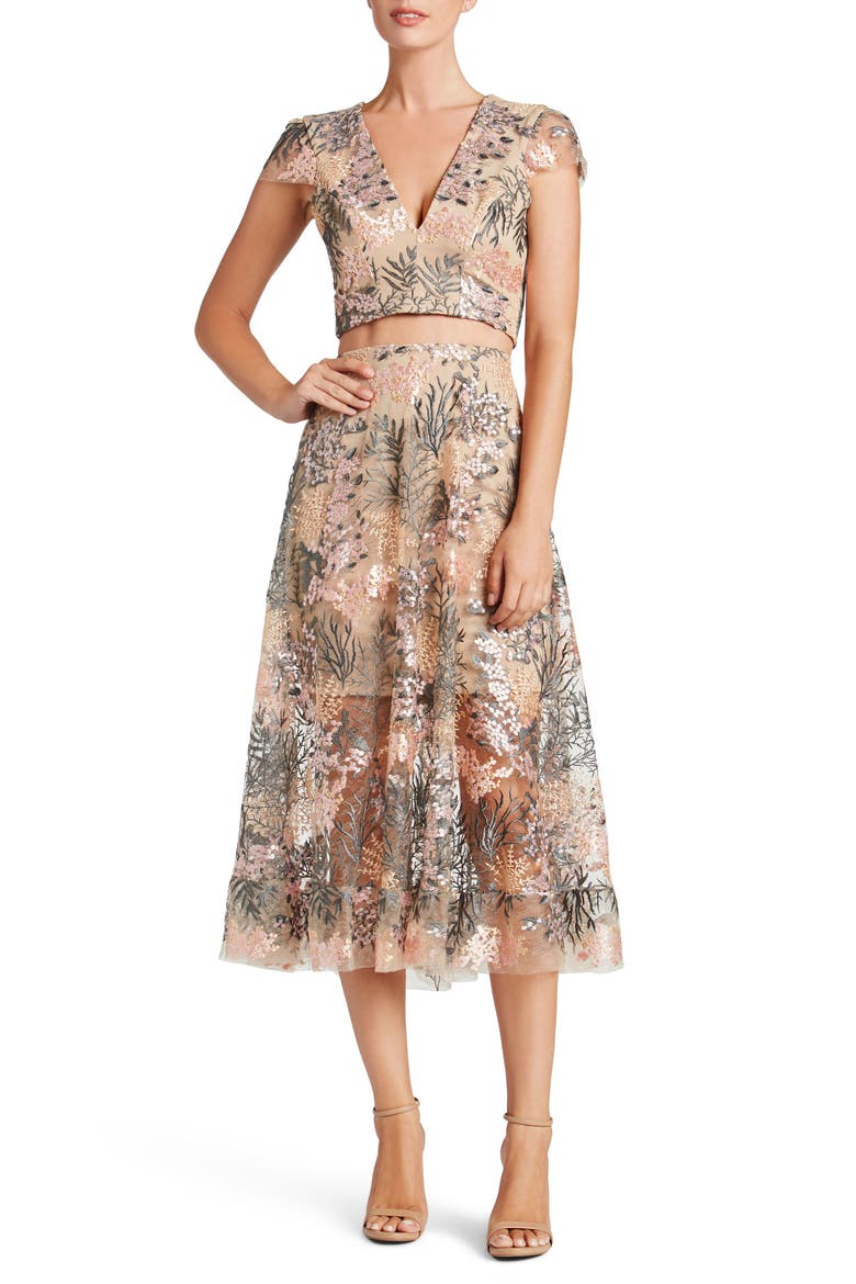 Juliana Embroidered Two-Piece Dress, Main, color, PINK BLOSSOM