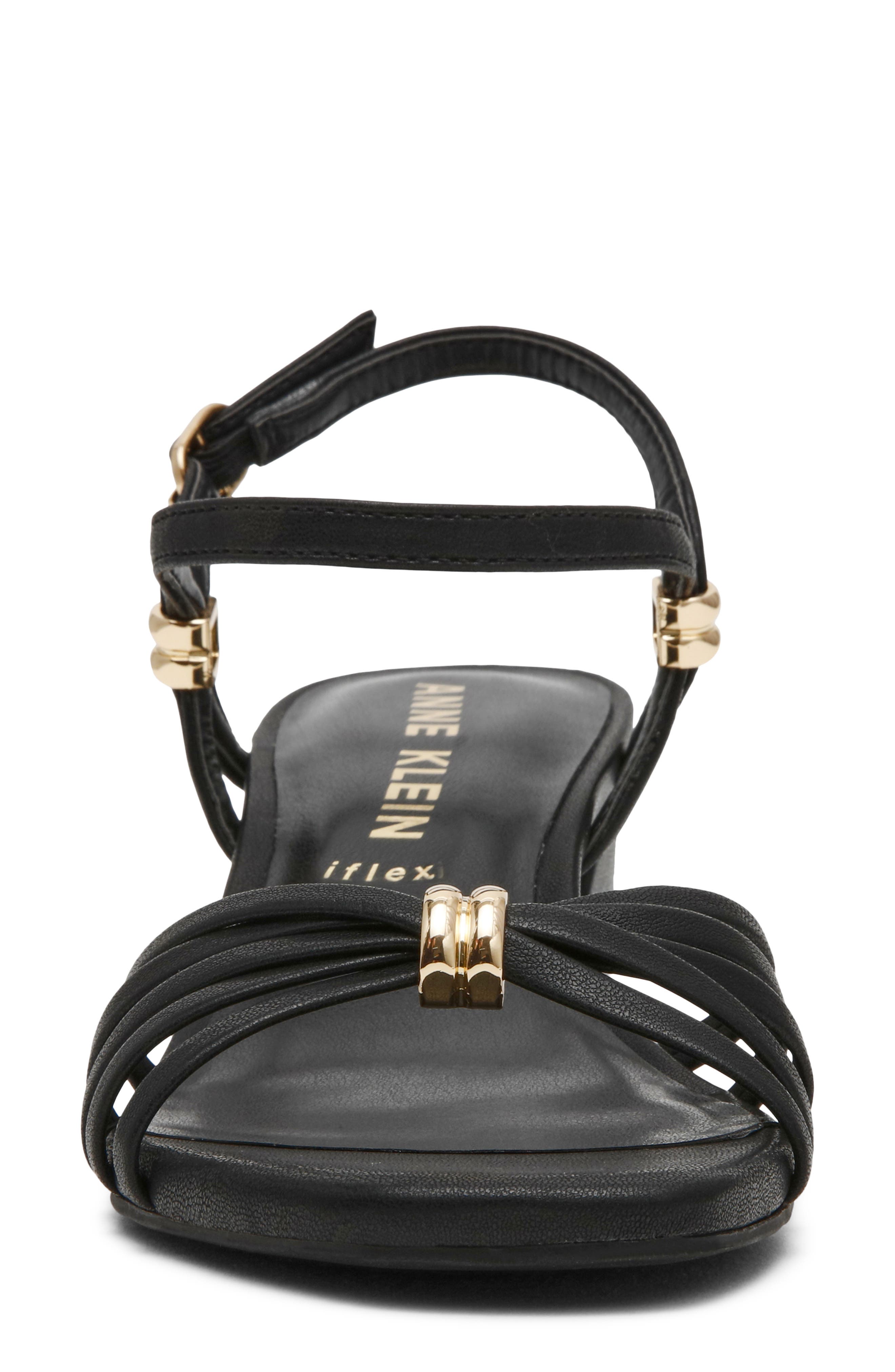 Anne Klein Mikayla Ankle Strap Sandal, Alternate, color, Black Pu