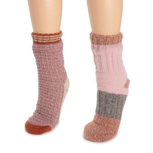 Muk Luks Color Blocked Sweater Cabin Socks In Pink