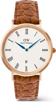 Daniel Wellington Classic Roman Numerals Leather Strap Watch, 40mm