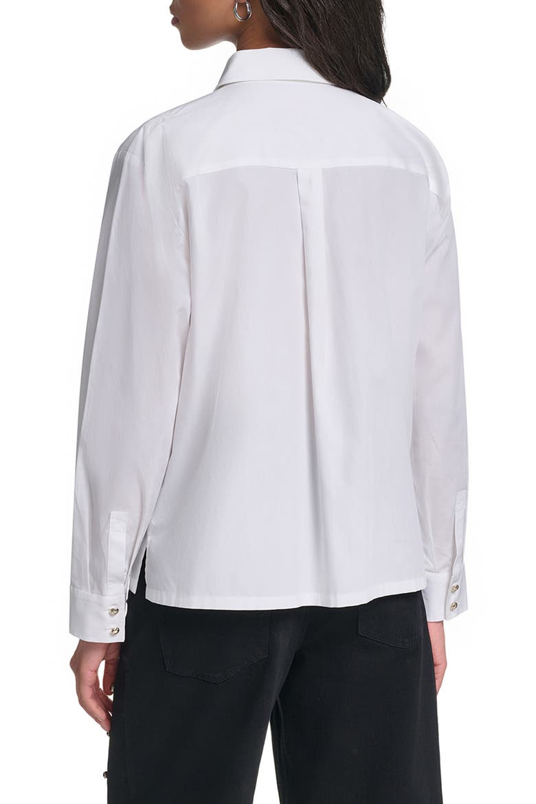 Embellished Patch Cotton Shirt, Alternate, color, WHITE