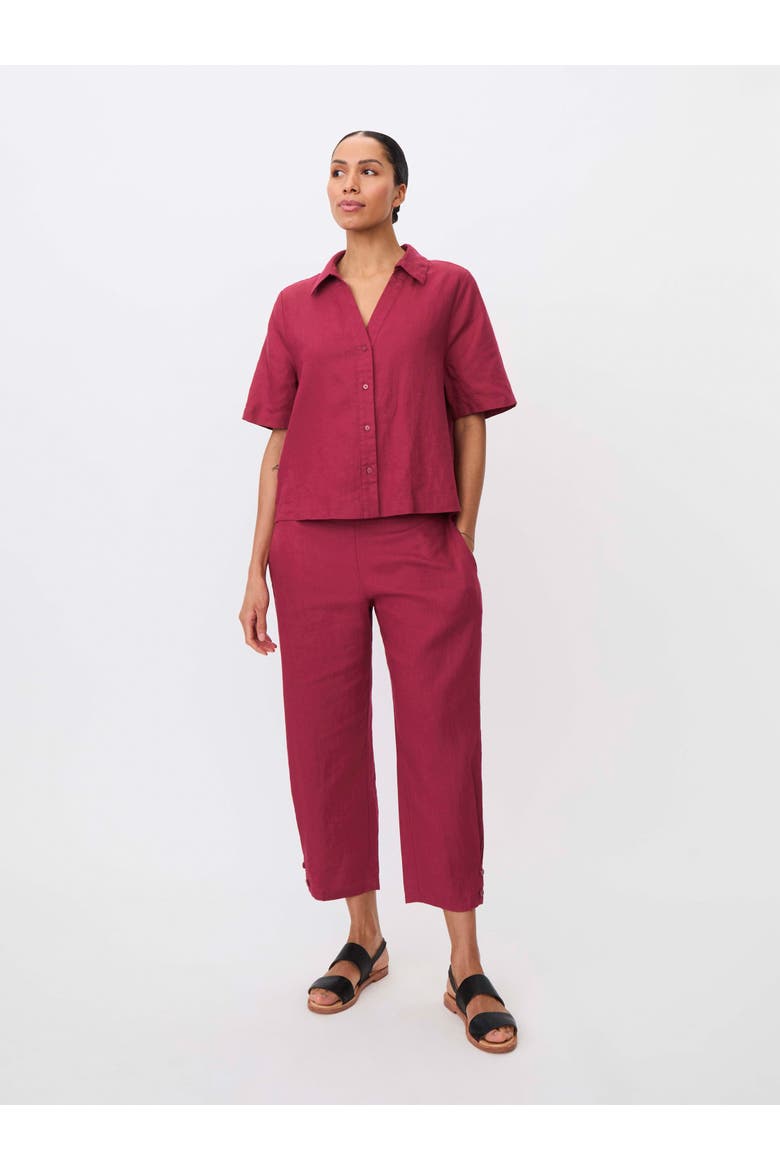 Mairyssa Smock Back Linen Shirt, Alternate, color, Beet Red
