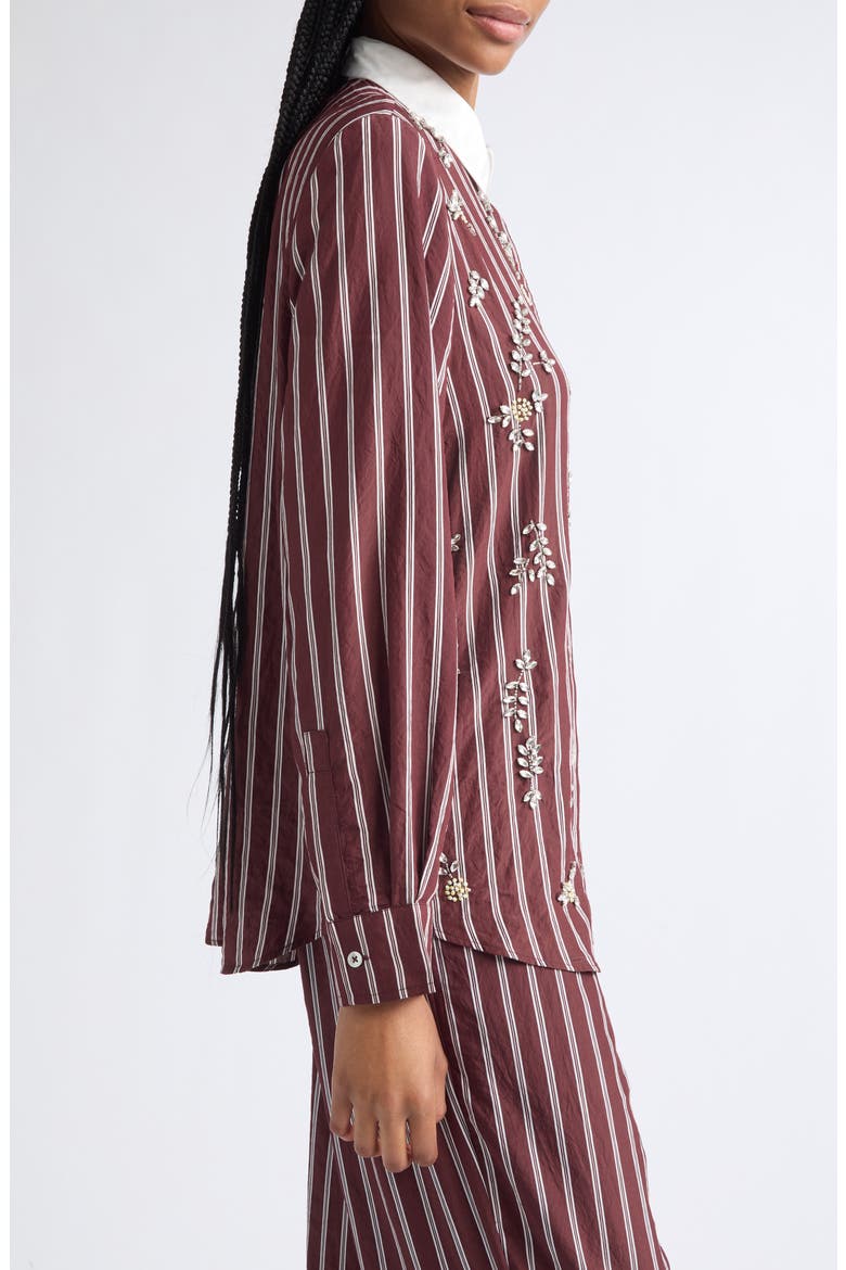 Oversize Floral Embellished Stripe Shirt, Alternate, color, UNIFORM STRIPES