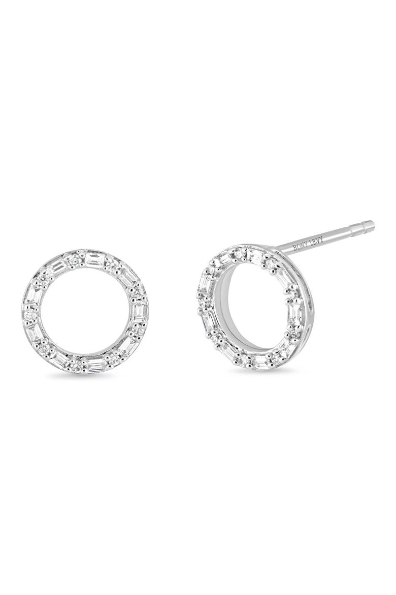Gatsby 18k Gold Diamond Circle Stud Earrings, Main, color, 18KW