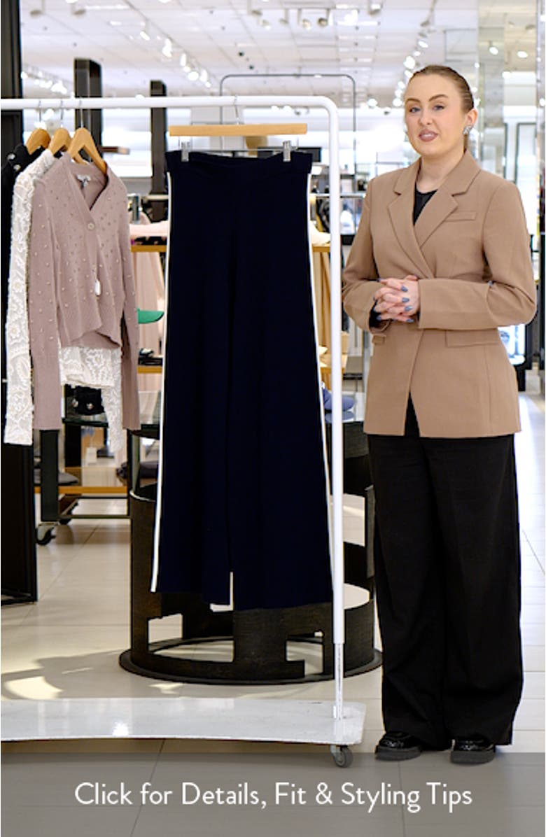 Side Stripe Pull-On Straight Leg Knit Pants, sales video thumbnail