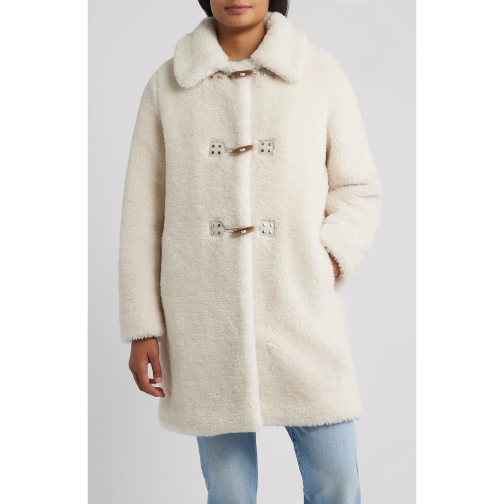 Sam Edelman Faux Fur Toggle Coat In White