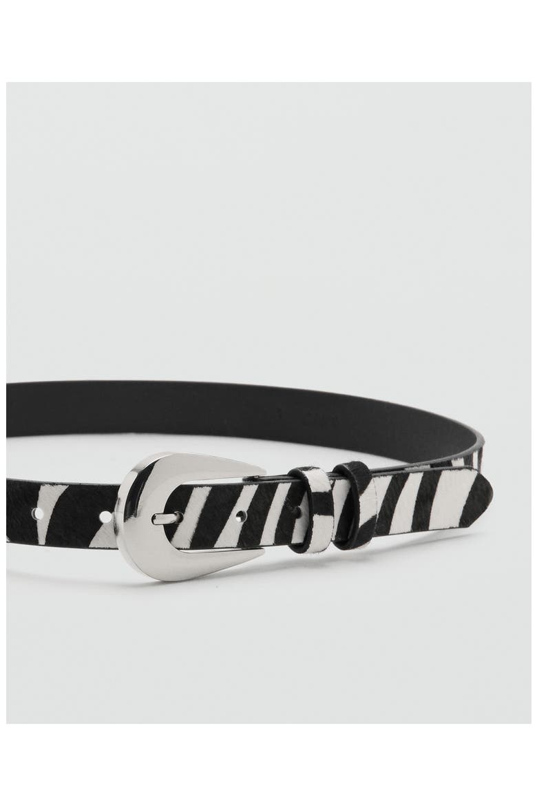 Zebra Print Calf Hair Belt, Alternate, color, BLACK
