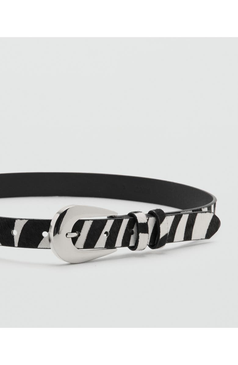 MANGO Zebra Print Calf Hair Belt, Alternate, color,