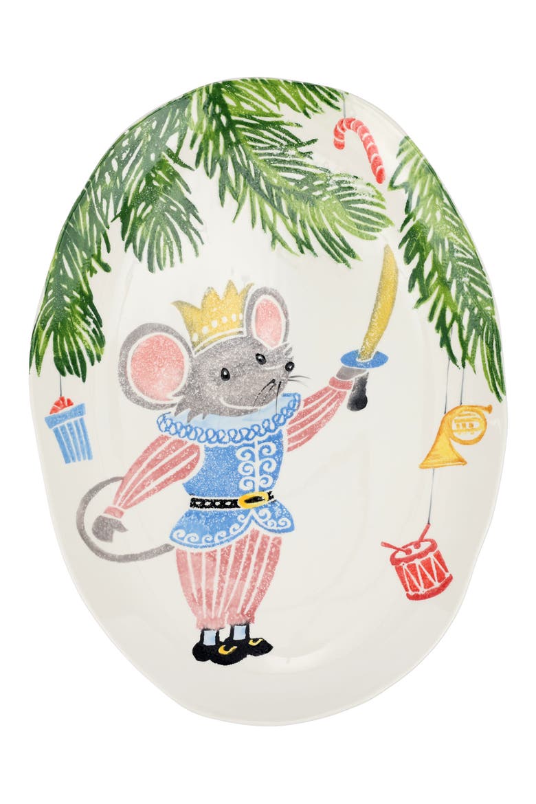 Nutcrackers Mouse King Medium Oval Platter, Main, color, IVORY/ BLUE