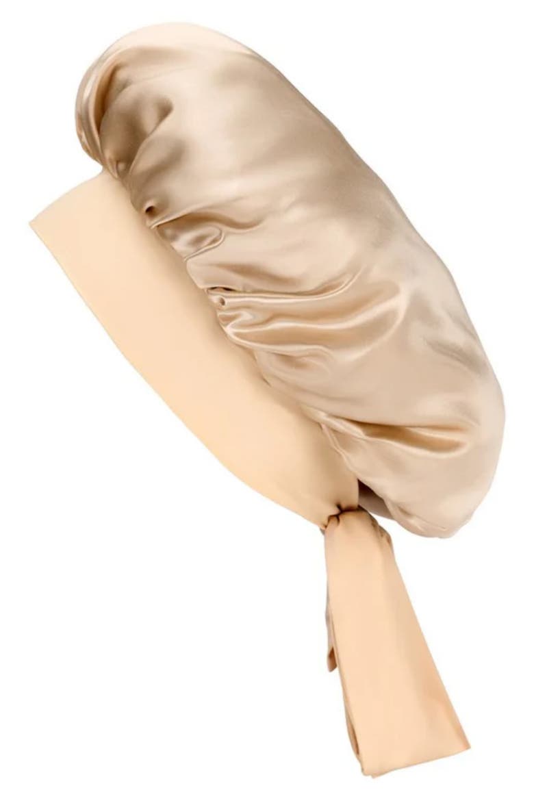 Bow Mulberry Silk Bonnet, Main, color, CHAMPAGNE