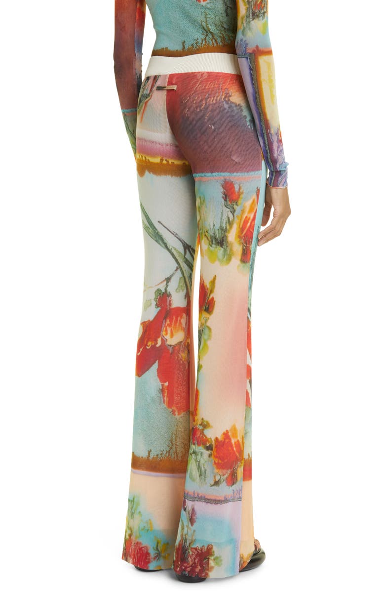 Jean Paul Gaultier Scarf Print Tulle Flare Leg Pants, Alternate, color, 