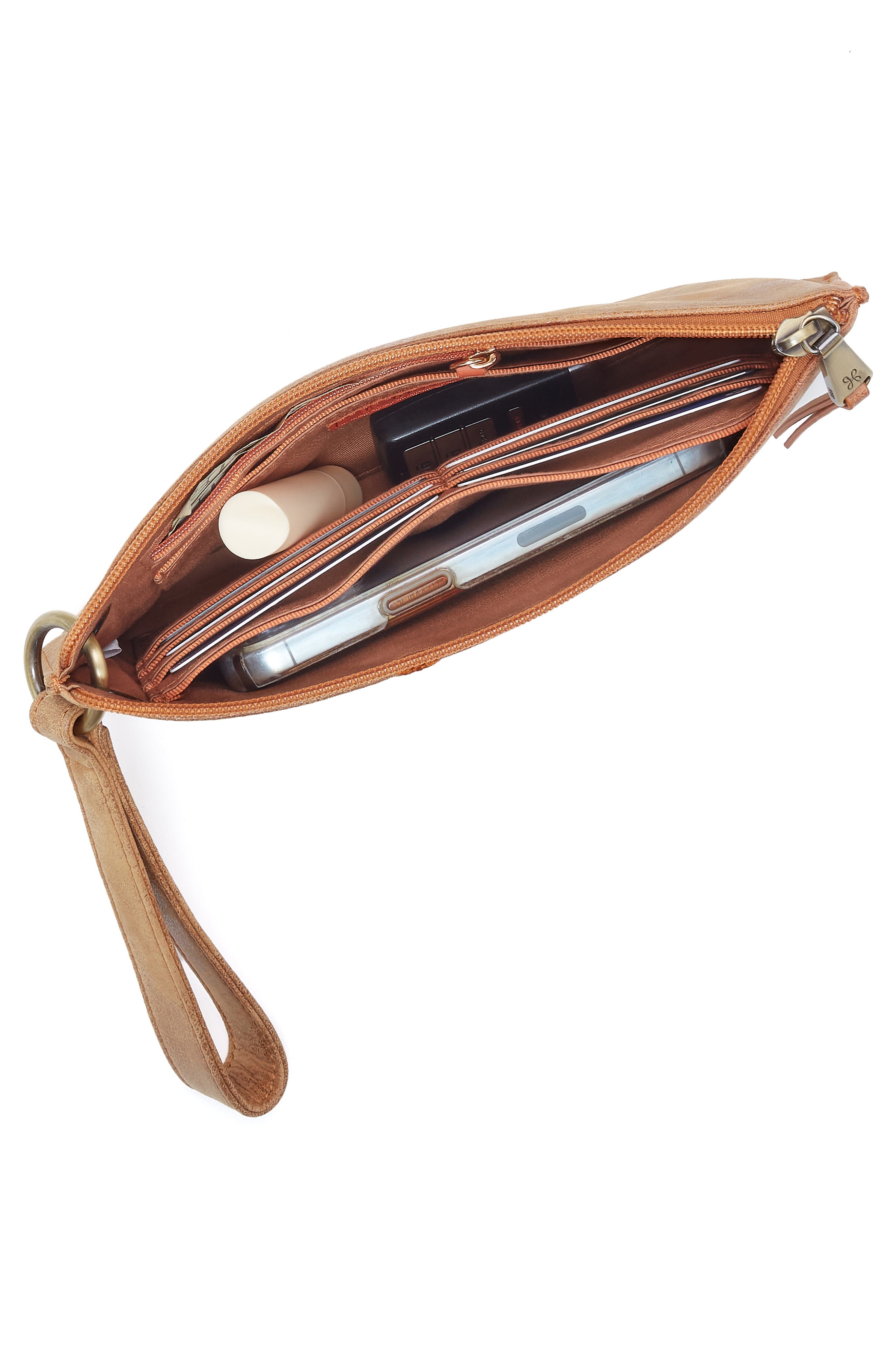 HOBO Vida Leather Wristlet, Alternate, color, Whiskey
