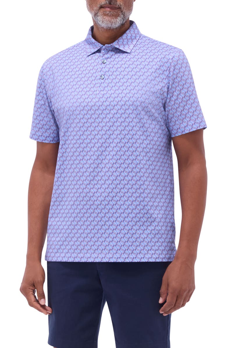 Bugatchi Victor OoohCotton<sup>®</sup> Geo Print Polo, Main, color, Lilac