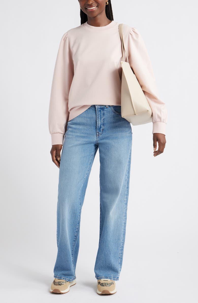 Caslon<sup>®</sup> Puff Shoulder Sweatshirt, Alternate, color, Pink Smoke