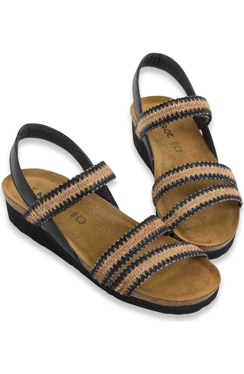 Naot 'Kayla' Sandal, Alternate, color, Jet Black Leather/ Raffia