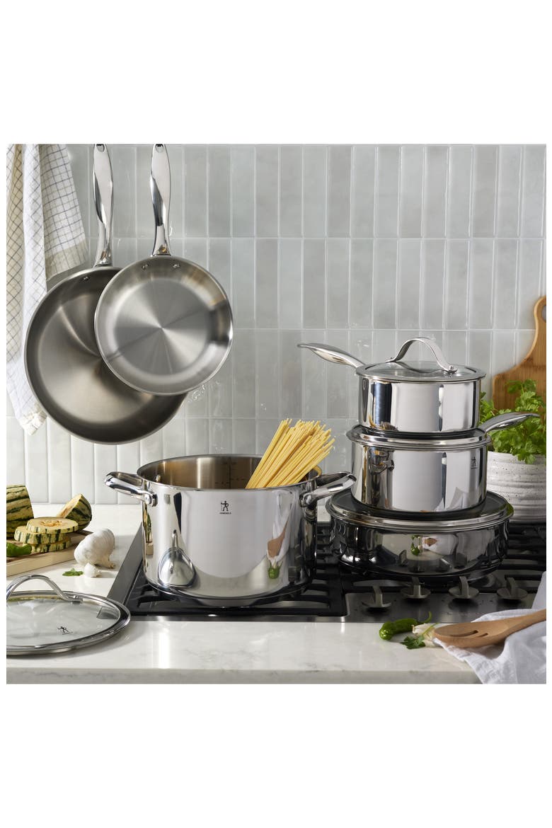 Aragon 10-Piece Stainless Steel Cookware Set, Alternate, color, SILVER