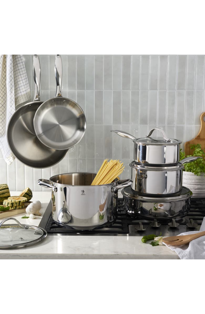 HENCKELS CUTLERY Aragon 10-Piece Stainless Steel Cookware Set, Alternate, color, Silver