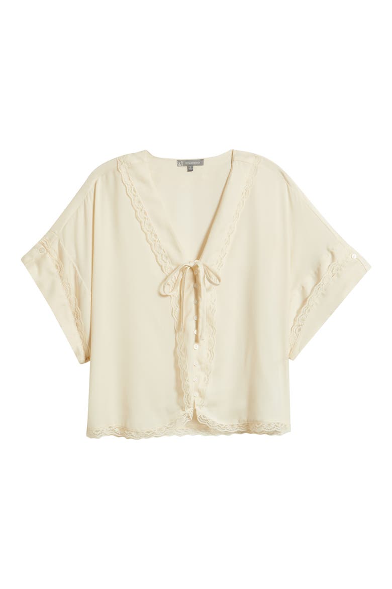 Lace Trim Dolman Sleeve Top, Alternate, color, ECRU