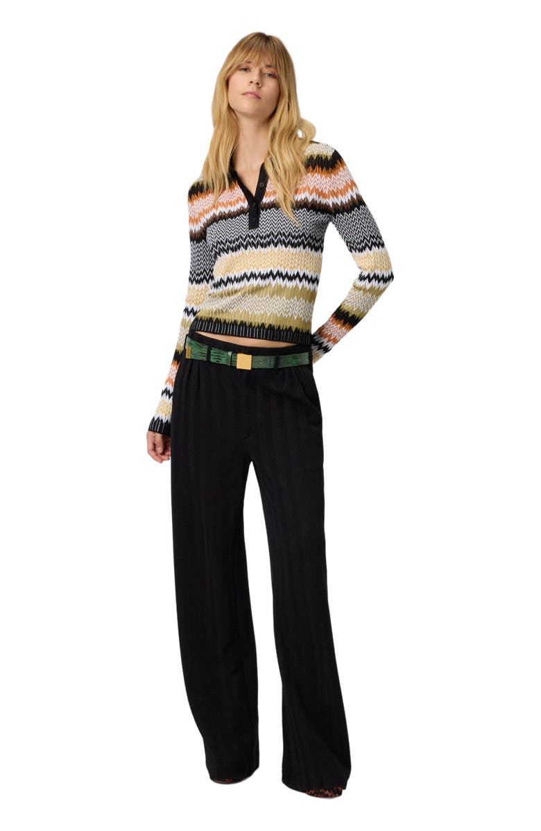 Missoni Long Sleeve Polo With Revisited Chevron Pattern, Alternate, color, Multicoloured
