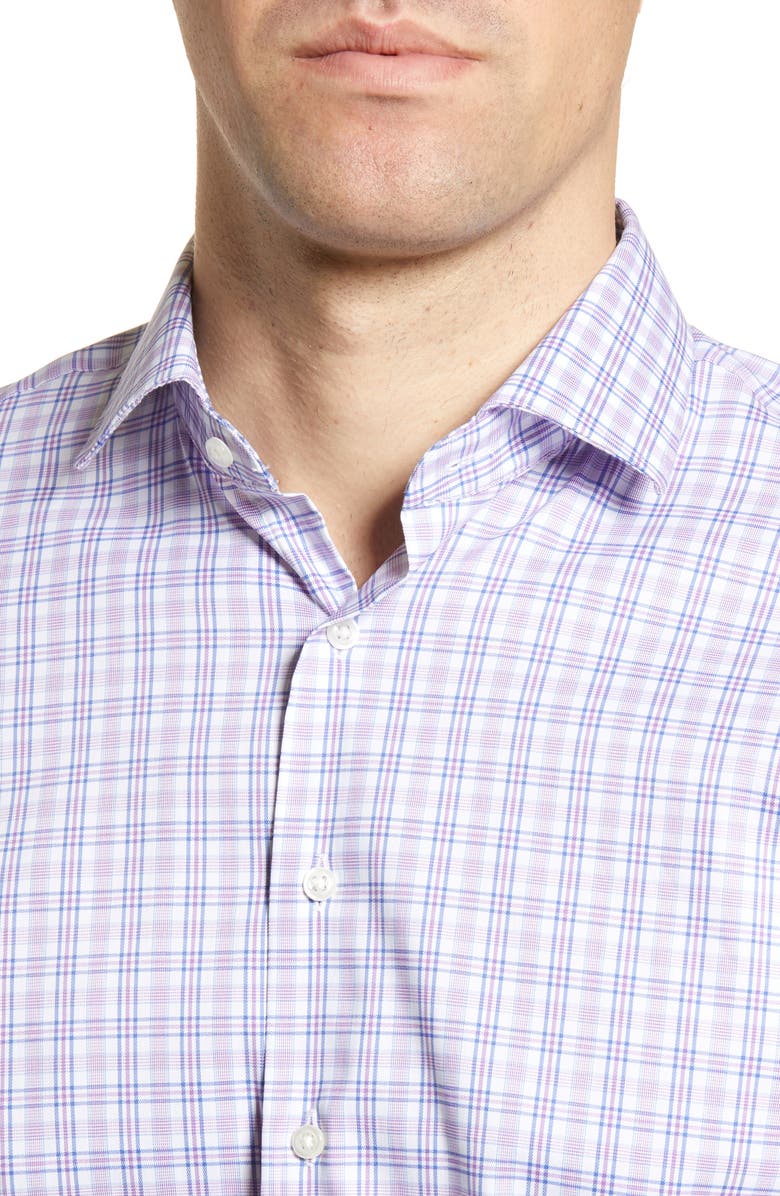 NORDSTROM MEN'S SHOP Trim Fit Non-Iron Stretch Plaid Dress Shirt, Alternate, color, 