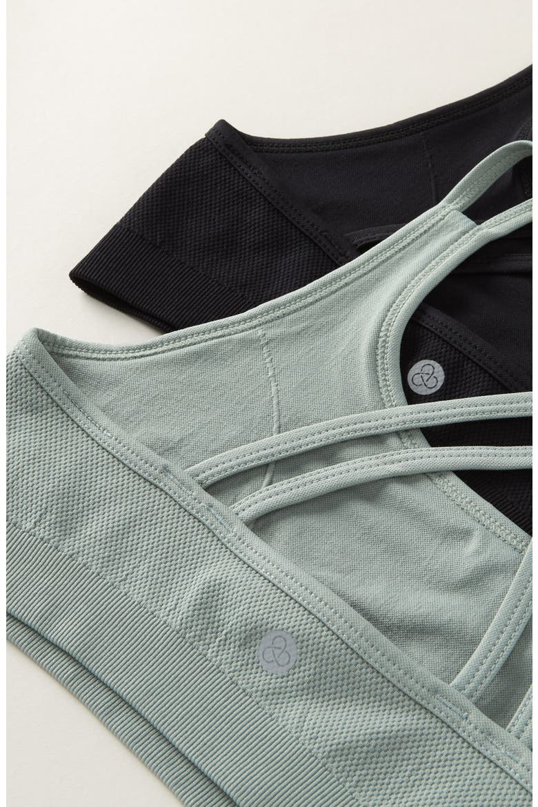 Kids' Assorted 2-Pack Strappy Seamless Bras, Alternate, color, GREEN LILYPAD - BLACK