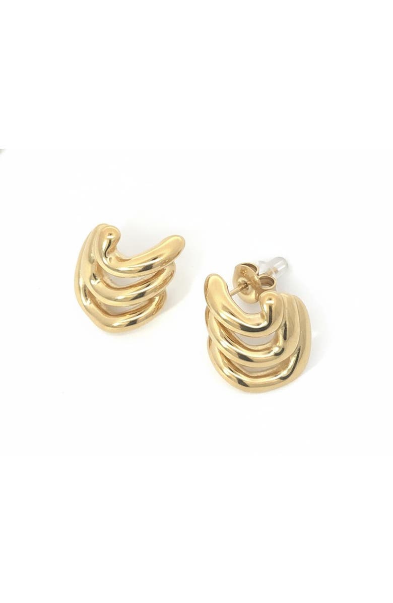 Gemini Jewelry Triple Curve Stud Earrings, Alternate, color, Yellow