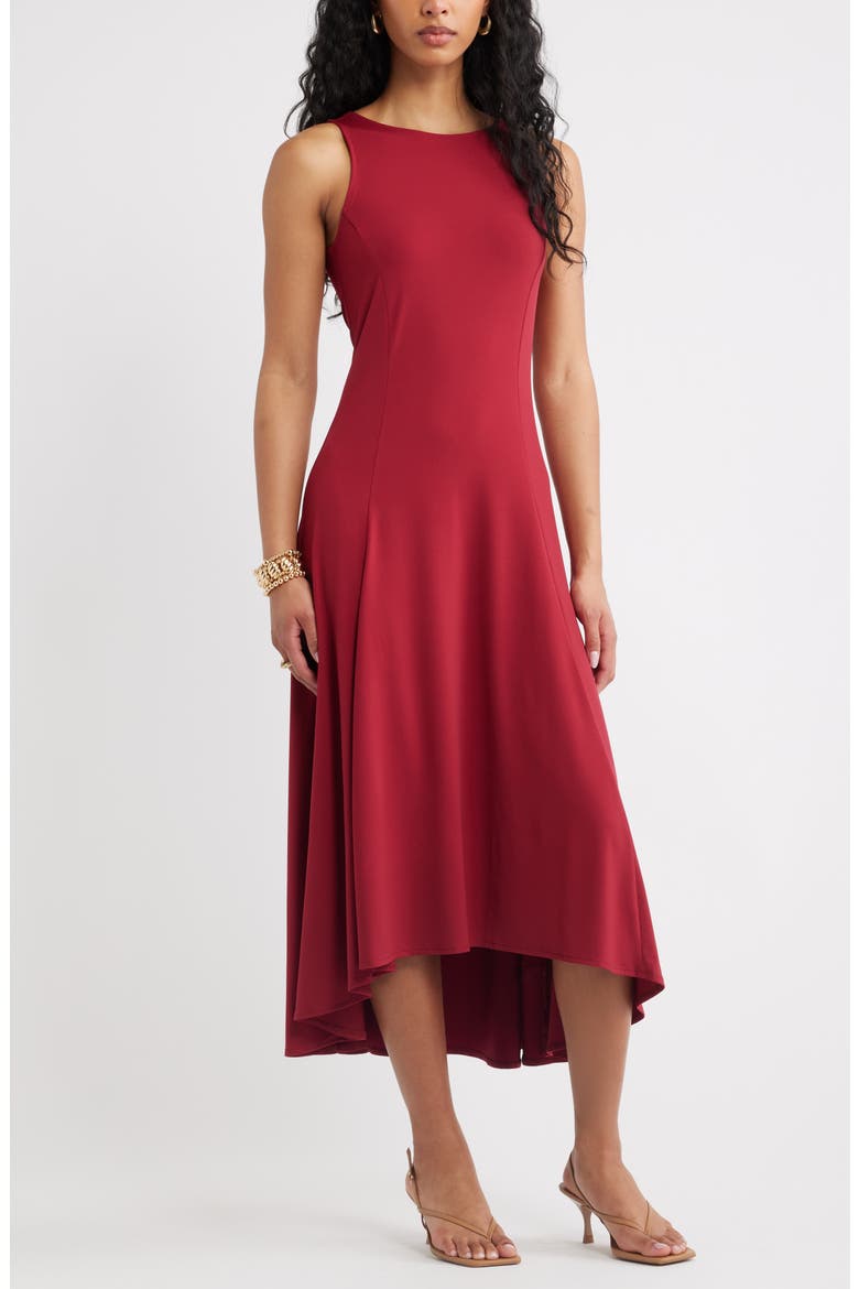 High-Low Sleeveless Midi Dress, Main, color, RED RUMBA