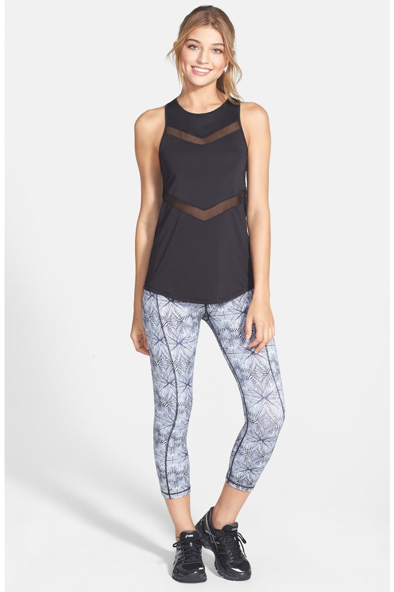 Mesh Inset Racerback Tank, Alternate, color, BLACK