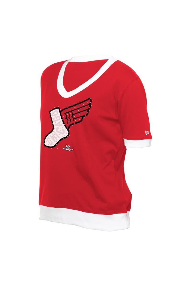 New Era Women's New Era  Red Chicago White Sox 2025 City Connect Rhinestone V-Neck T-Shirt, Alternate, color, Red