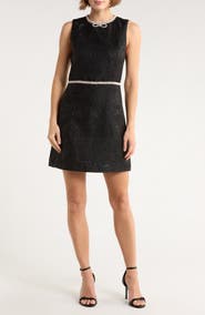 Alice + Olivia Ellis Crystal Embellished Sleeveless Jacquard Minidress