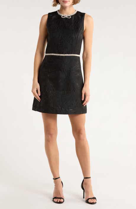 Alice + Olivia Ellis Crystal Embellished Sleeveless Jacquard Minidress