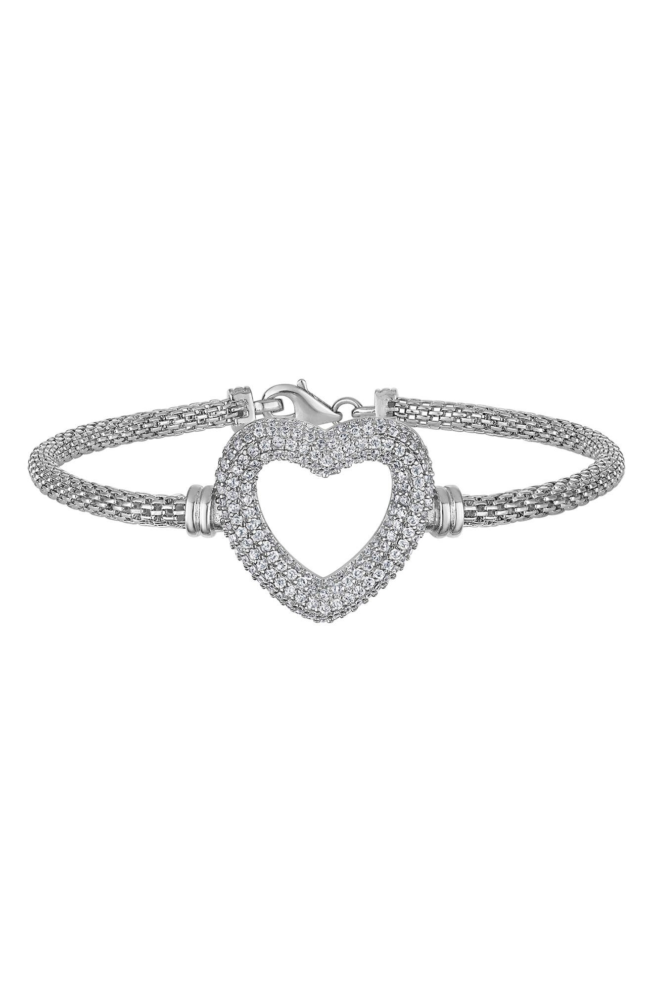 FZN Cubic Zirconia Heart Mesh Bracelet