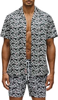 Psycho Bunny Cyrus Seersucker Button Front Shirt