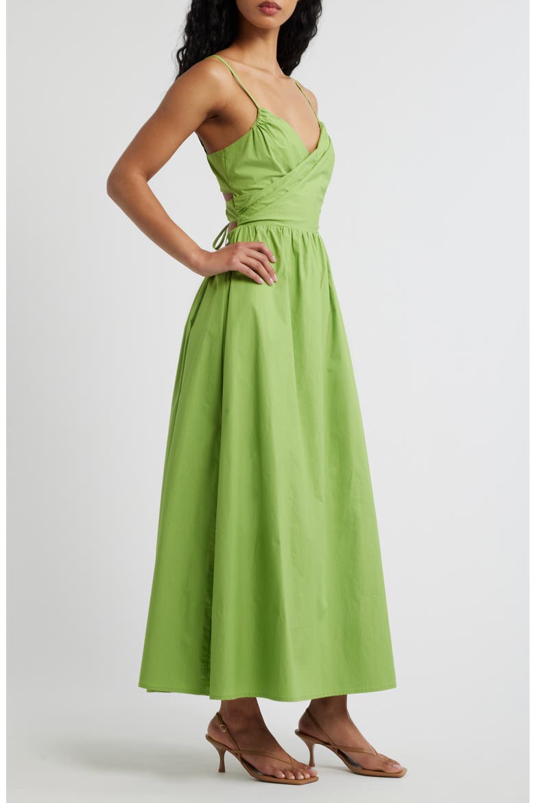 Marcella Tie Back Cotton Poplin Dress, Alternate, color, KIWI