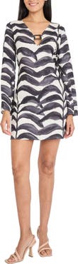 Donna Morgan Long Sleeve A-Line Minidress