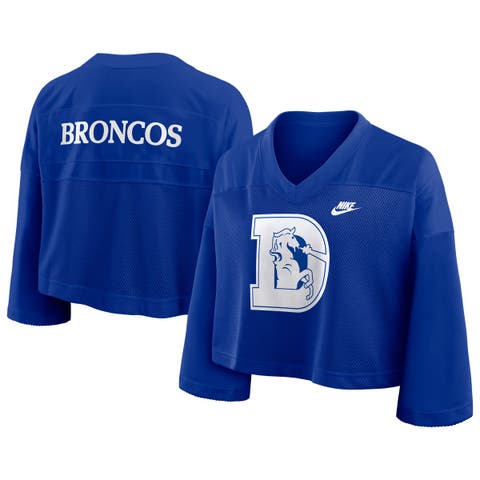 Women's Nike Royal Denver Broncos Rewind Cropped Mesh Dri-FIT Fashion Jersey
