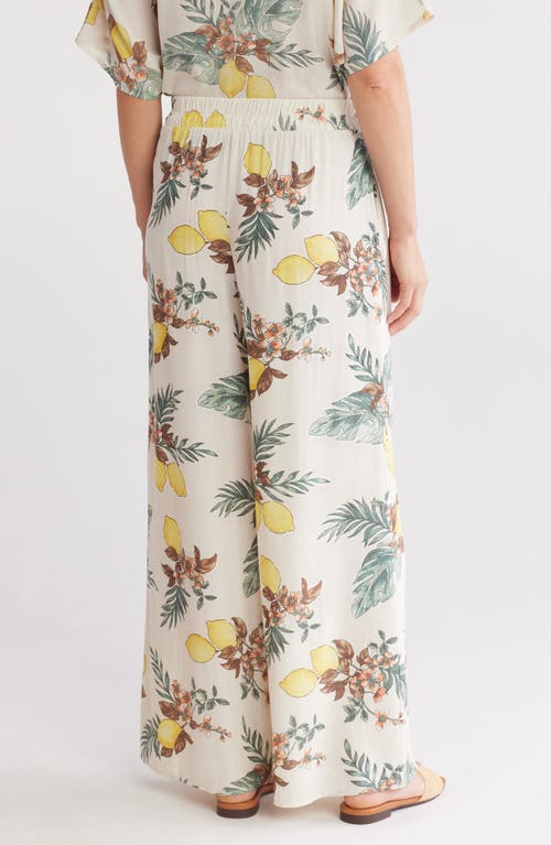RENEE C RENEE C LEMON PRINT WIDE LEG PANTS 