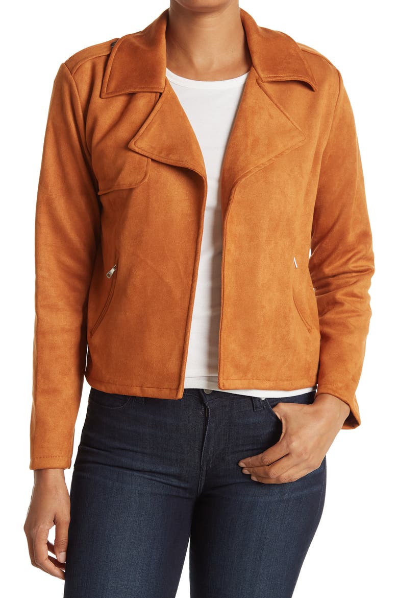 OOKIE AND LALA Faux Suede Crop Jacket, Main, color, APRICOT