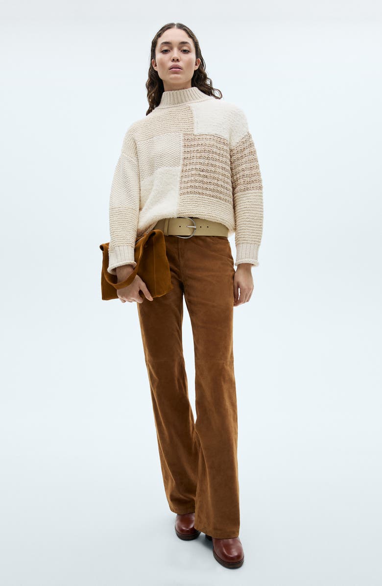 MANGO Patchwork Mock Neck Sweater, Alternate, color, 