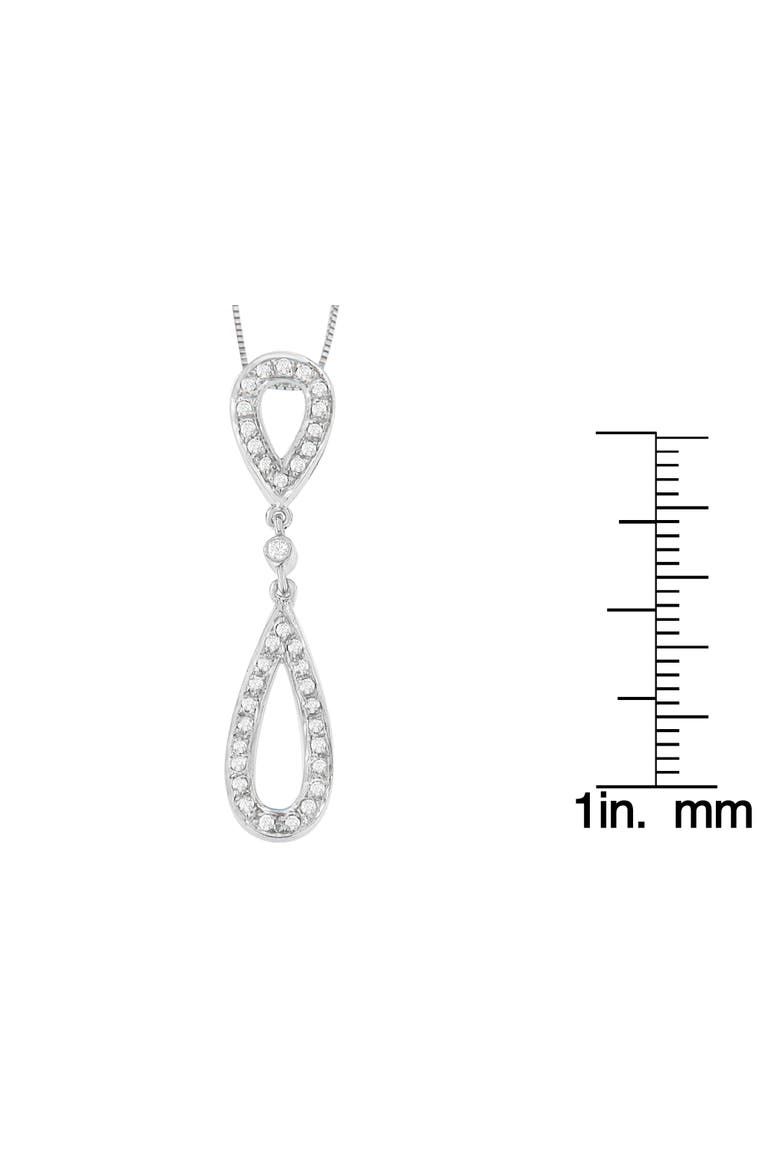 14 White Gold 1/4 cttw Round Cut Diamond Double Tear Drop Pendant Necklace, Alternate, color, White