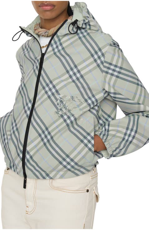 Cropped Reversible Check Jacket