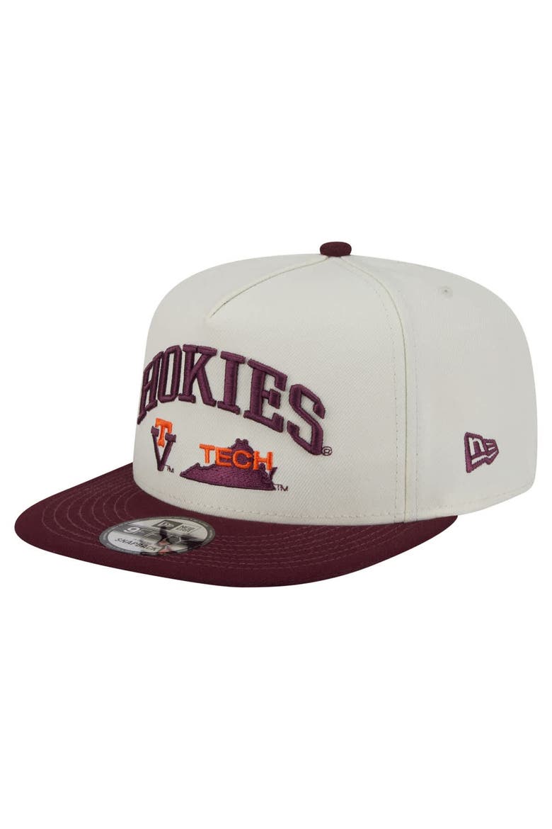 Men's New Era White Virginia Tech Hokies Collegiate 9FIFTY A-Frame Snapback Hat, Main, color, White