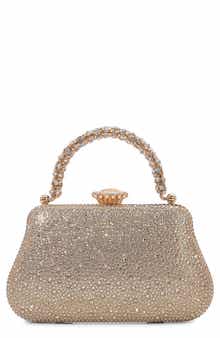 Jewel Handle Rhinestone Clutch