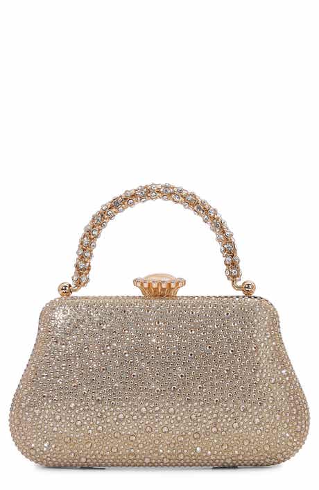 Jewel Handle Rhinestone Clutch