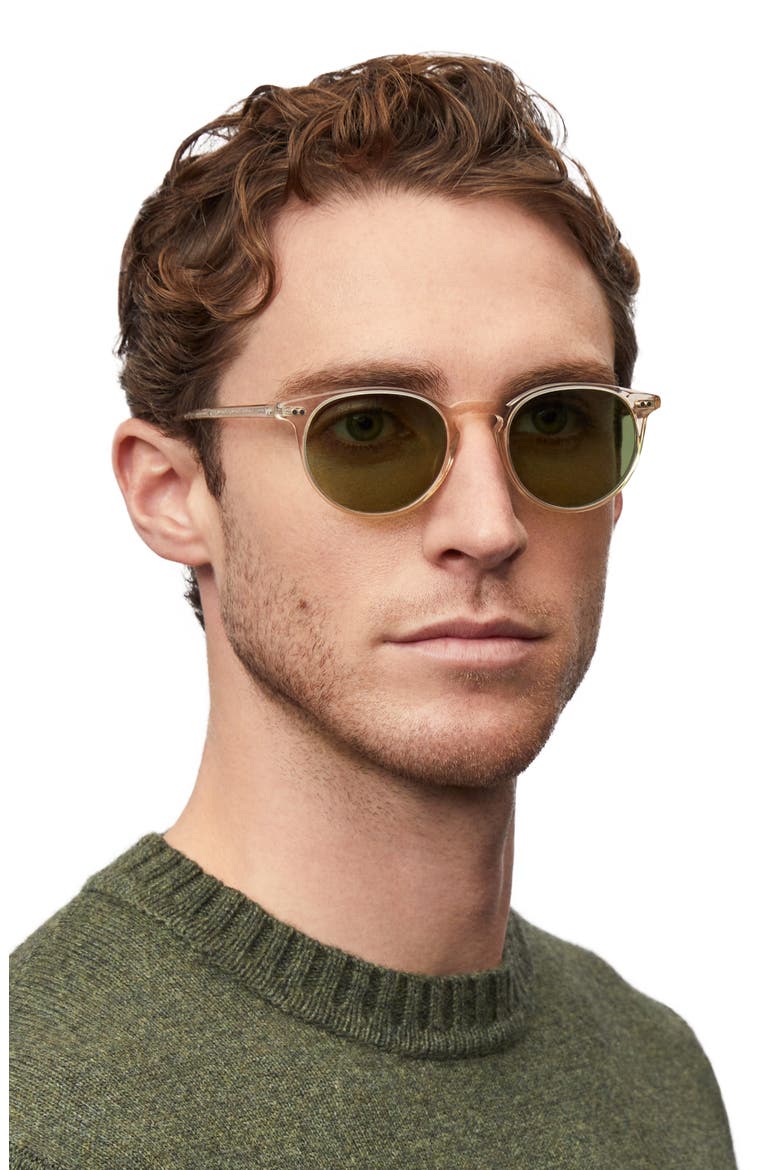 Riley 49mm Round Sunglasses, Alternate, color, LIGHT BEIGE